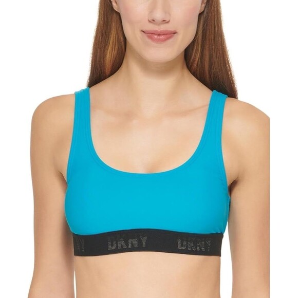 DKNY Scoop Neck Logo Bikini Swim Top Size Medium - Picture 1 of 9